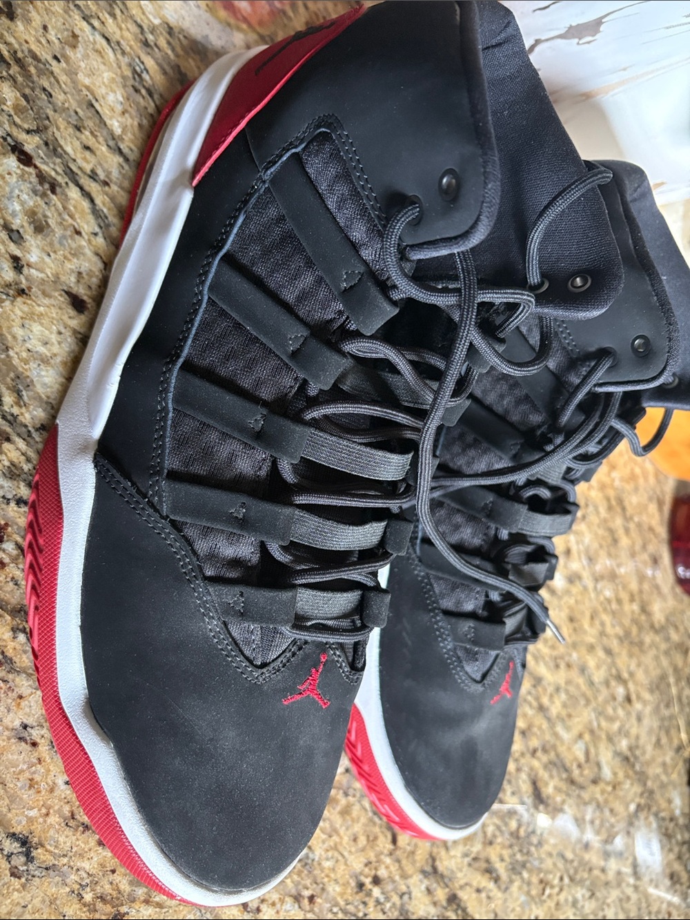 Jordan Men's Black and Red High-Top Basketball Sneakers